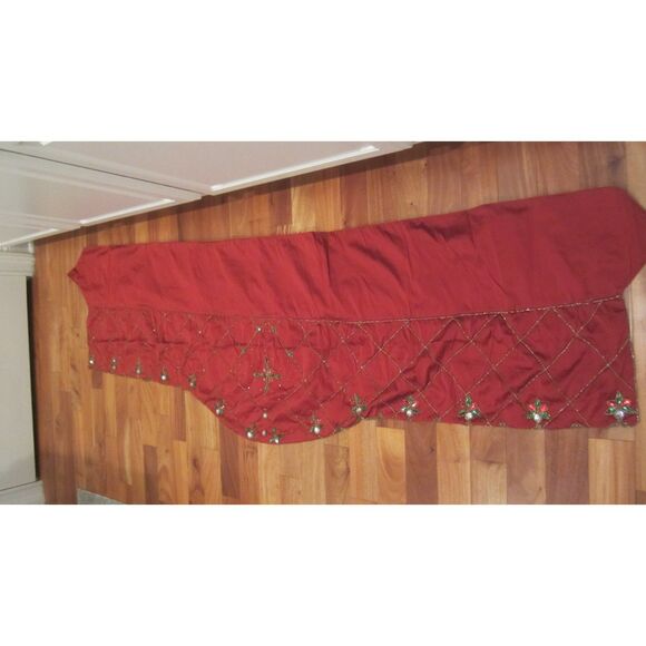 NEW FIREPLACE MANTLE RUNNER BURGUNDY BEAUTIFULLY BEADED BY KIM SIBERT - Picture 6 of 7
